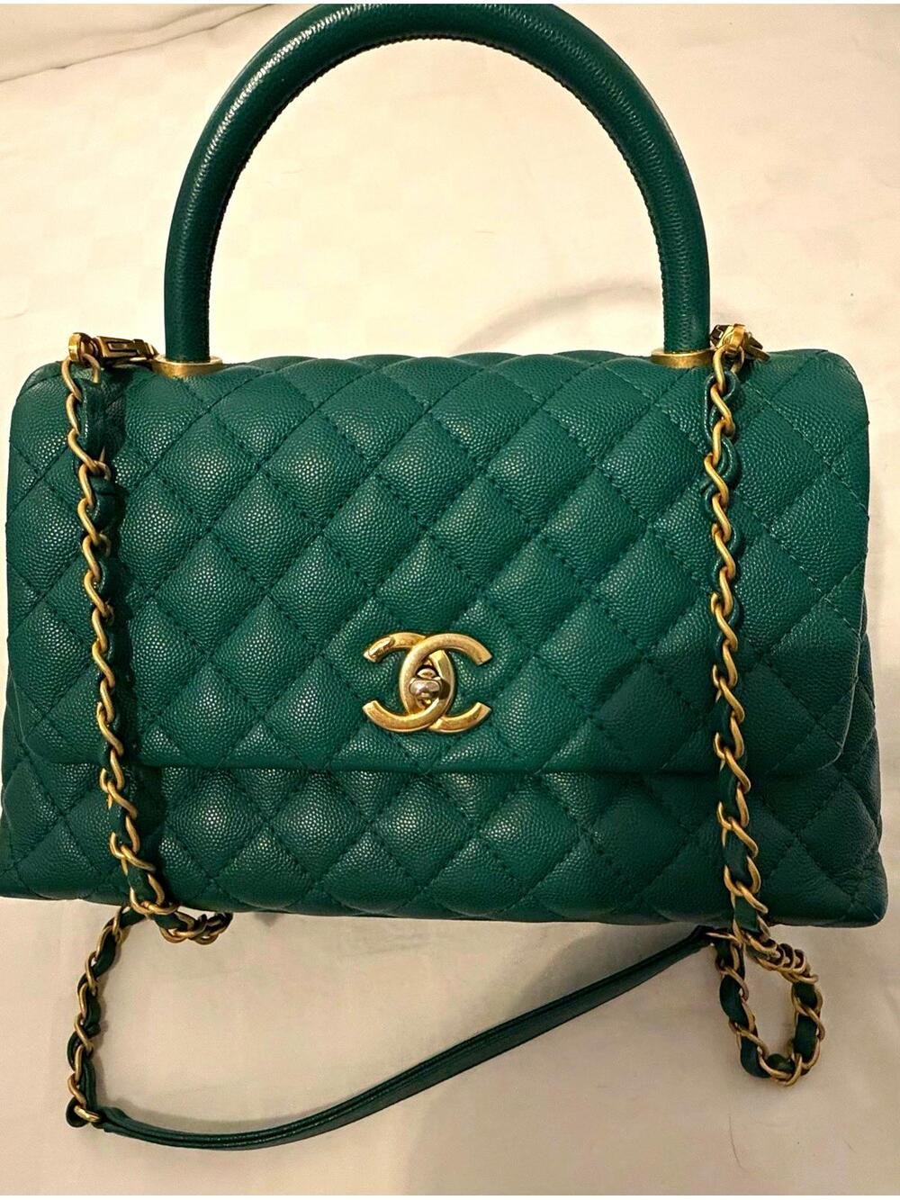 Chanel Green Coco Handle Medium Top Bag #336837C39B